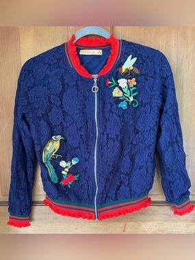 Elf Sack Lace & Embroidered Sequins Zip Up Jacket S